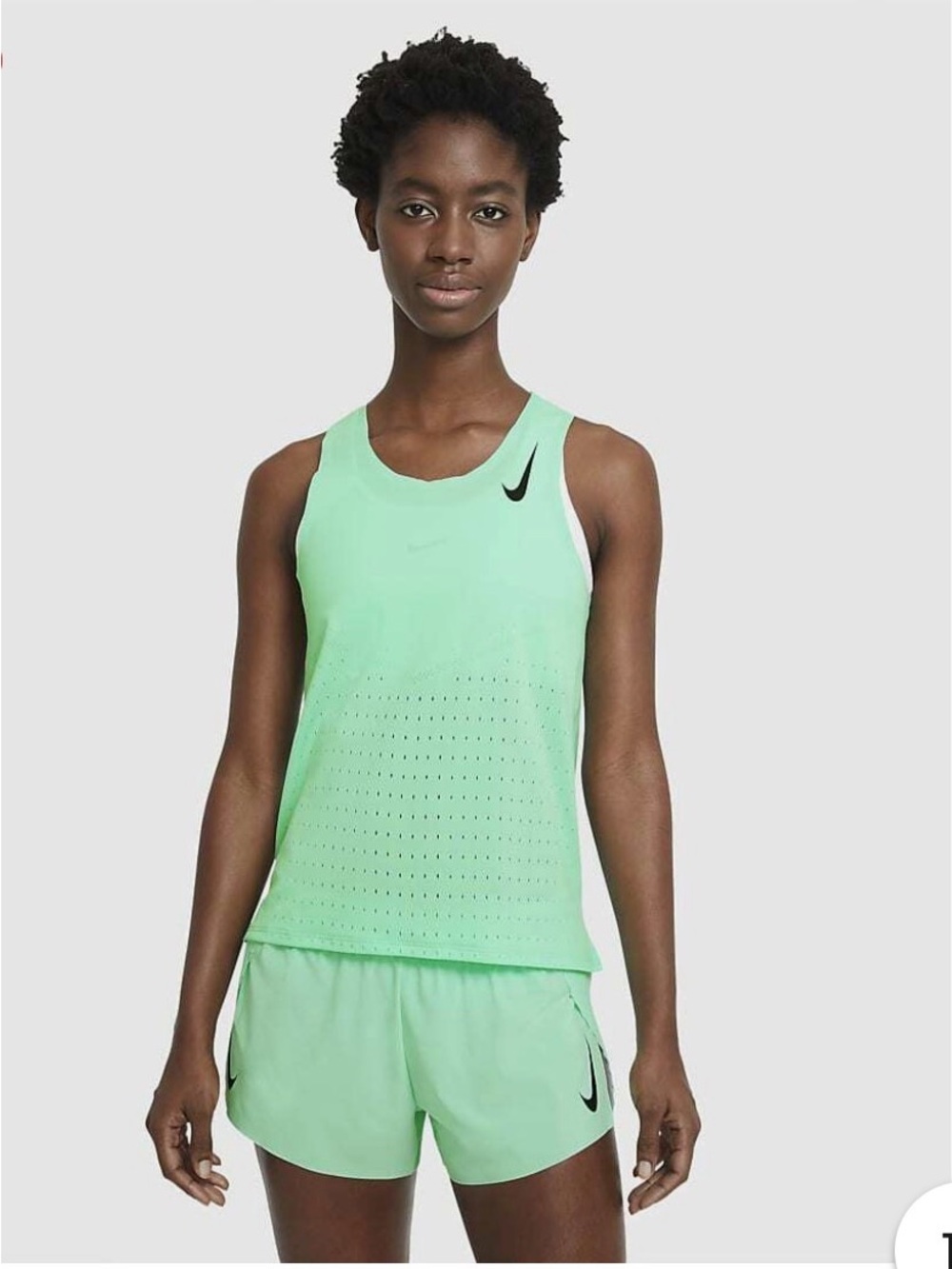 Nike Mint GreenAeroswift  Perforated Running Singlet and Shorts